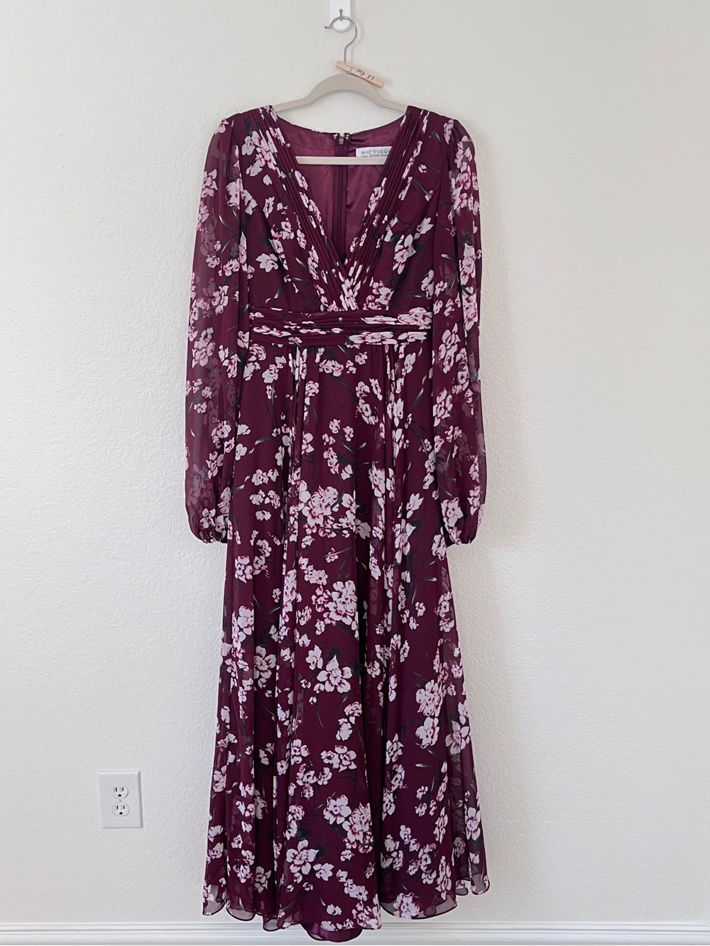 Mac Duggal Wine and Pink Floral Maxi Dress size 4 - Picture 6 of 13